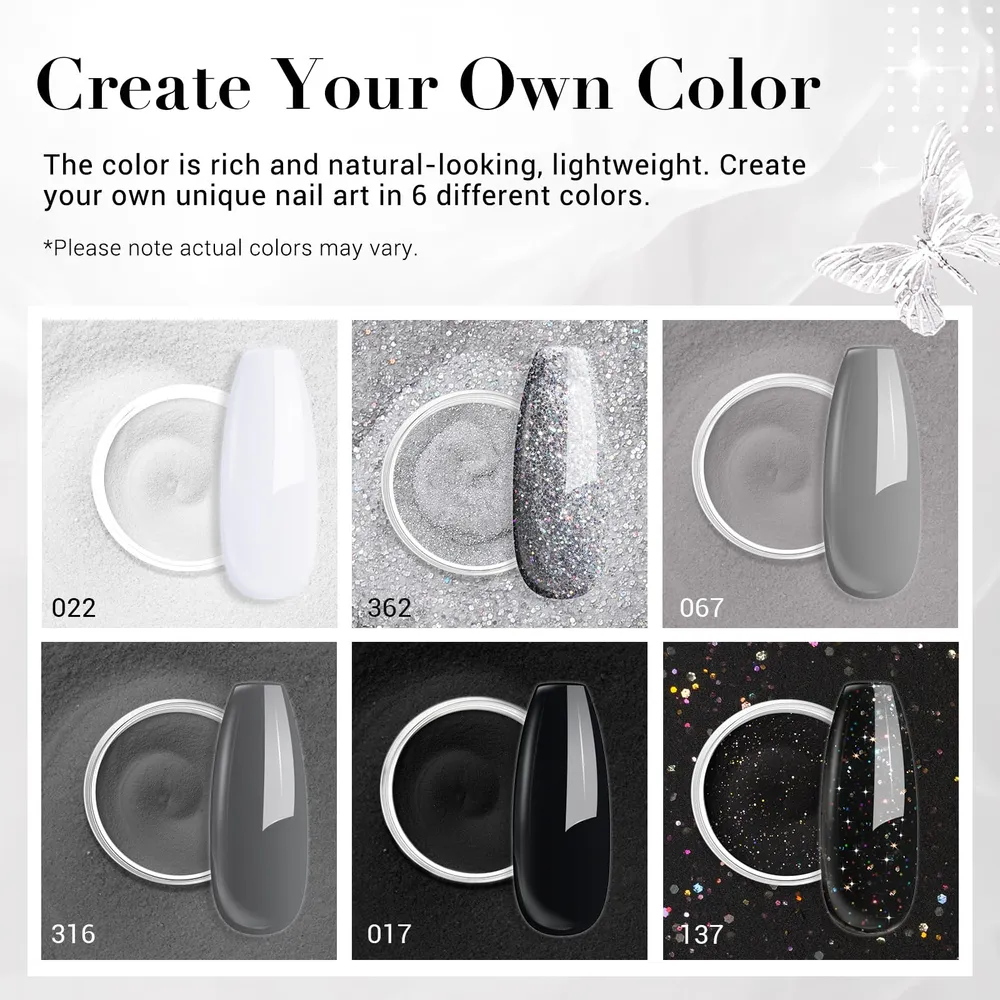 AZUREBEAUTY Dip Powder Nail Basic Set – 6 Couleurs Sans Lampe, Manucure DIY