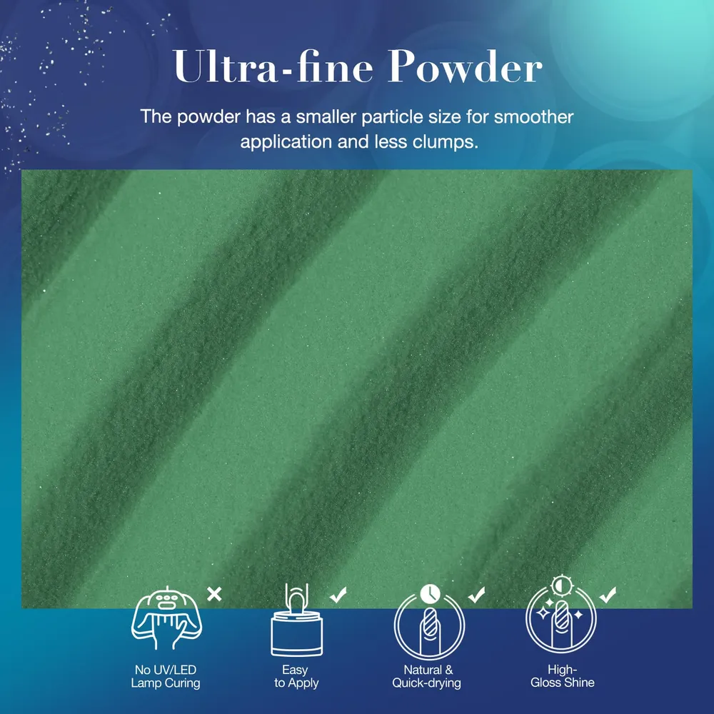 AZUREBEAUTY Dip Powder Nail Set – 6 couleurs bleu/vert irisé, sans lampe, pour toutes les saisons