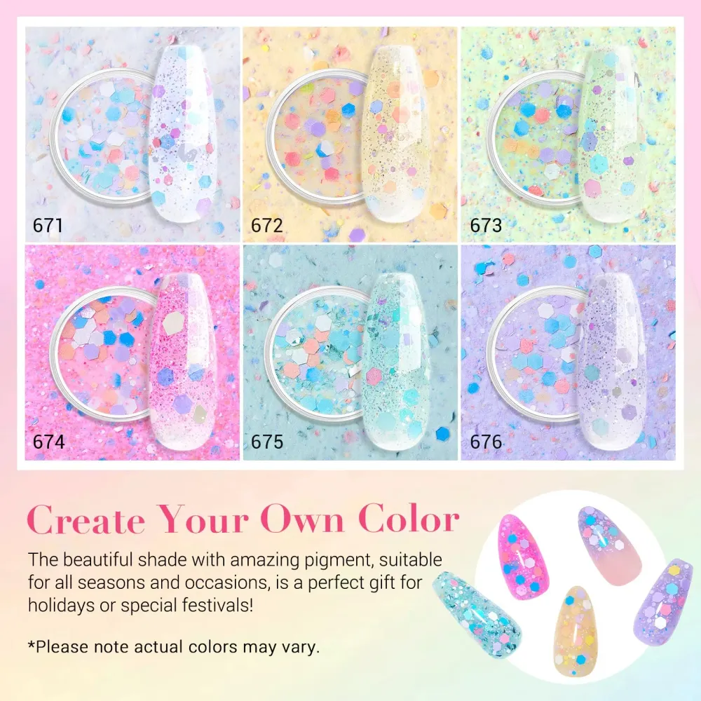 AZUREBEAUTY Dip Powder Nail Set – 6 Couleurs Printemps, Sans Lampe, Brillance Durable
