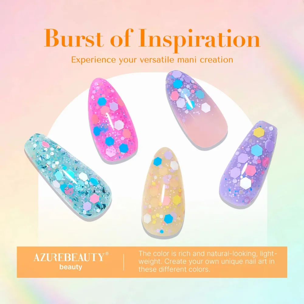 AZUREBEAUTY Dip Powder Nail Set – 6 Couleurs Printemps, Sans Lampe, Brillance Durable