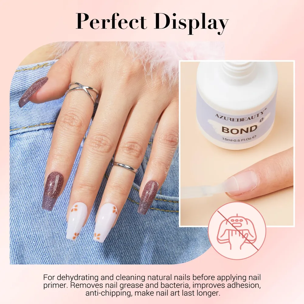 AZUREBEAUTY Kit Poudre Dip 15ml – Base, Couche de Pose, Activateur, Liant, Huile Cuticule et Soin Ongles sans lampe