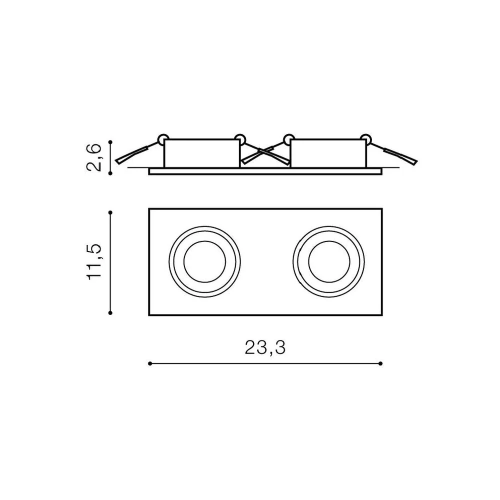 Azzardo HUGO spot encastrable 2L, aluminium, GU10
