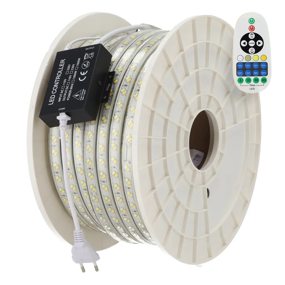 Bande LED flexible 12 W/m 220 V CA 120 LED/m SMD5730 IP65 CCT (teinte variable) 50 mètres