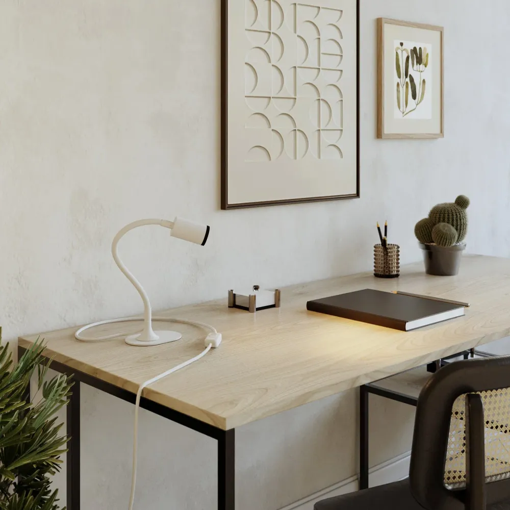 Base métallique ovale pour lampe de table MAG-Y – Blanc mat