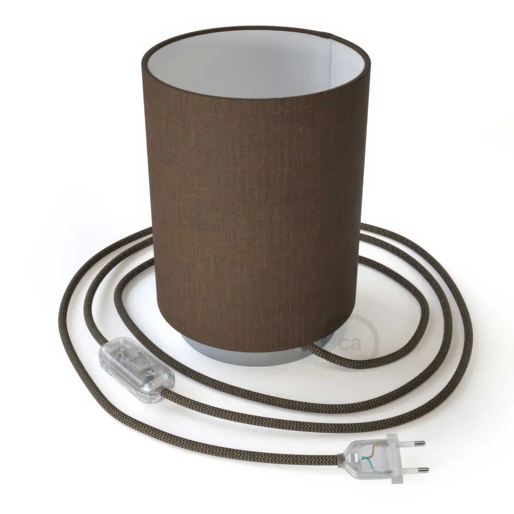 Base Posaluce en métal avec abat-jour cylindrique - Marron Camelot