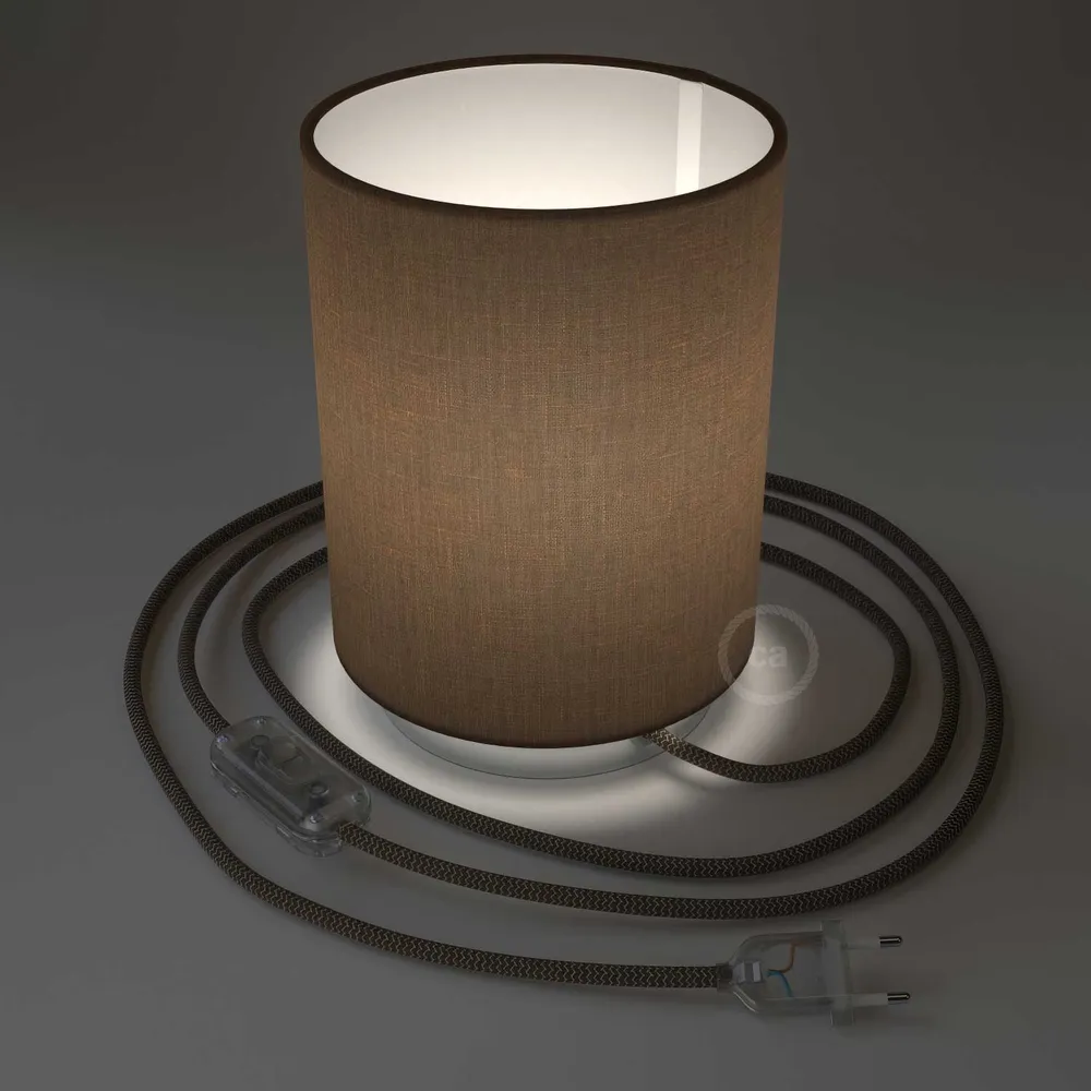 Base Posaluce en métal avec abat-jour cylindrique - Marron Camelot