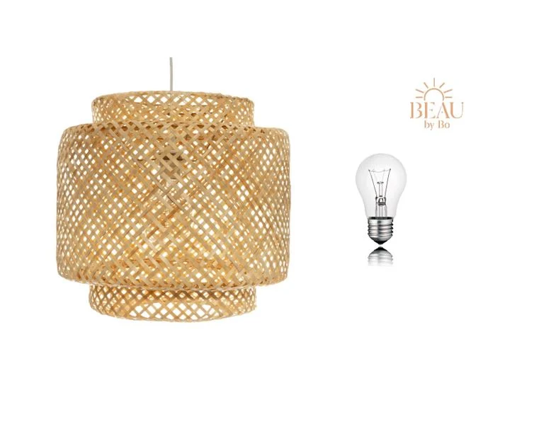 BEAU Bo Suspension en bambou tressé avec ampoule assortie