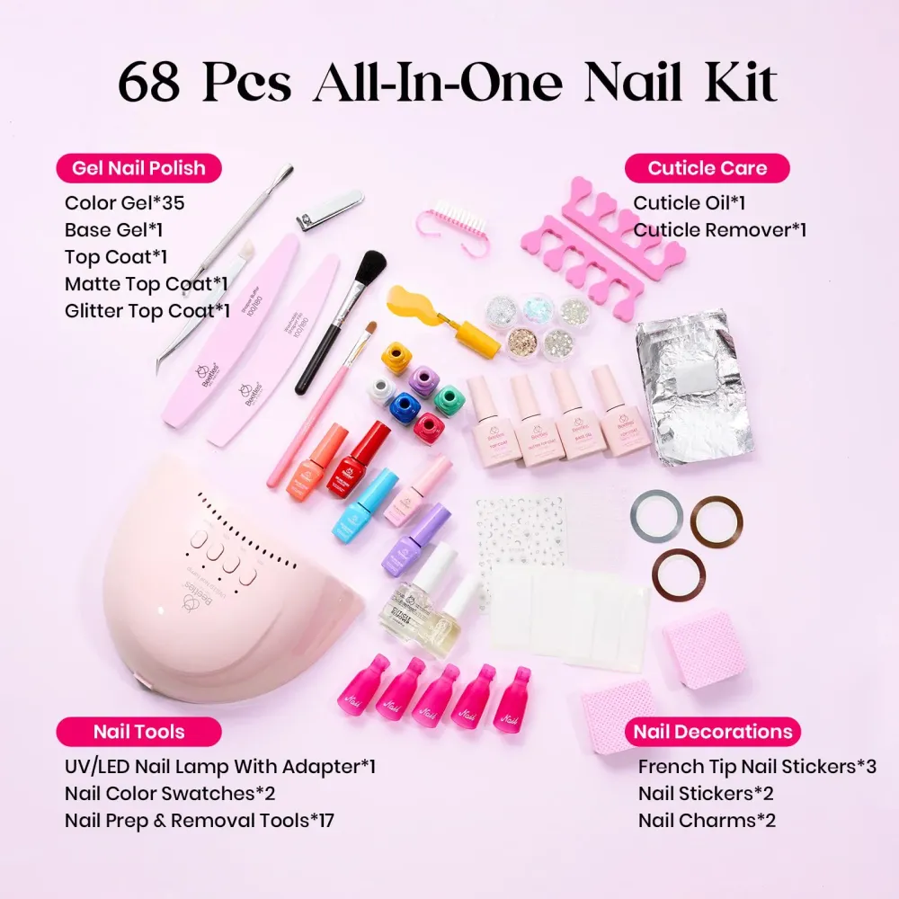 Beetles Gel Polish Kit – 68 pièces avec lampe UV et 35 couleurs Mood Mosaic