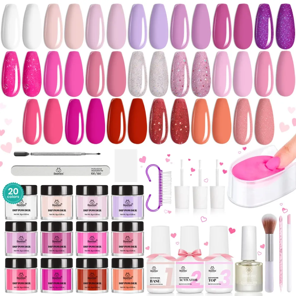 Kit Beetles Dip Powder Ongles – 36 pièces, 20 couleurs nude et vives, sans lampe UV – Collection Séduisante et Douce beetl...