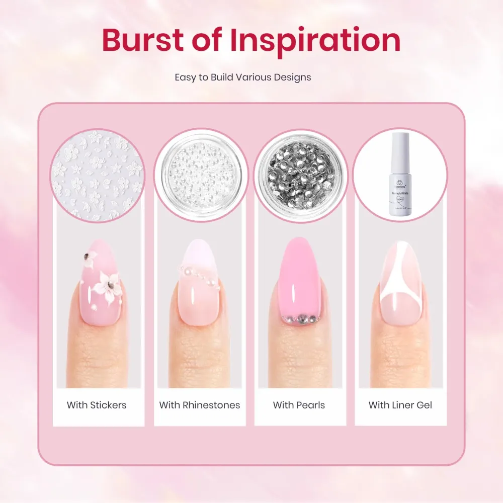 Kit Gel Poly Extension Beetles : 6 Couleurs et Lampe Mini pour Débutants beetles Gel Polish