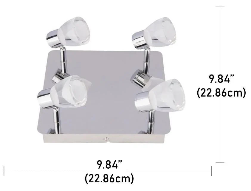 Beldi 26101-C4 - Plafonnier 4 Lumières de la Collection Tasman, 9.84'' X 9.84'' , Argenté - Liquidation Vente Finale