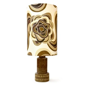 Lampe de table Bitossi (Italie) 61 cm (24 pouces) marron/doré, avec abat-jour fait main *PIÈCE RARE*