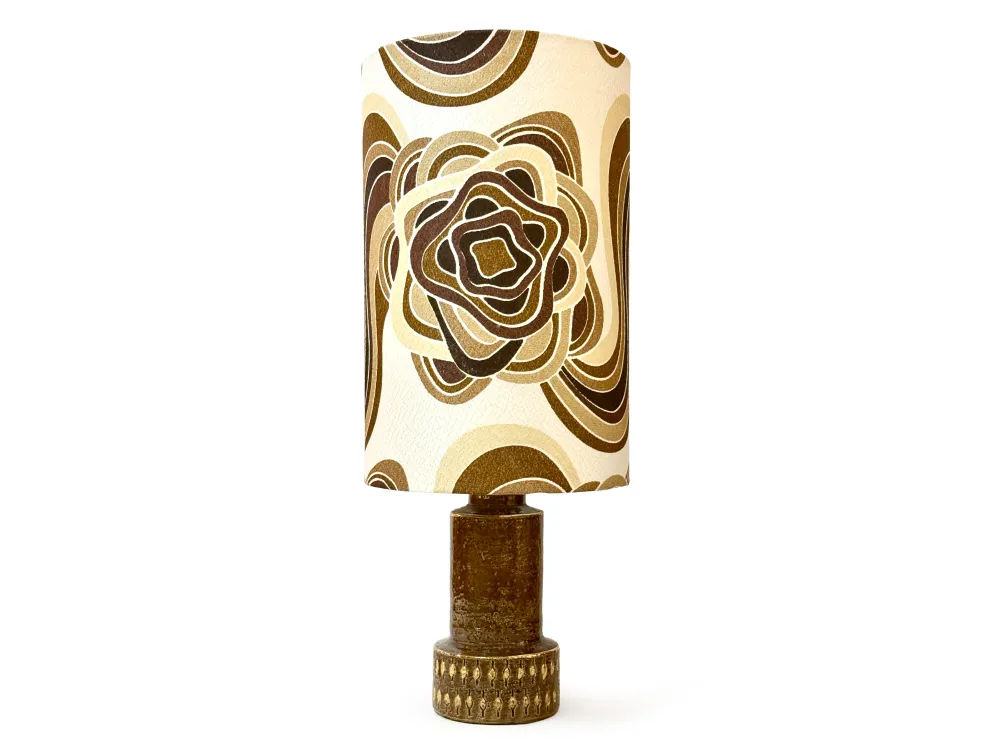Lampe de table Bitossi (Italie) 61 cm (24 pouces) marron/doré, avec abat-jour fait main *PIÈCE RARE*