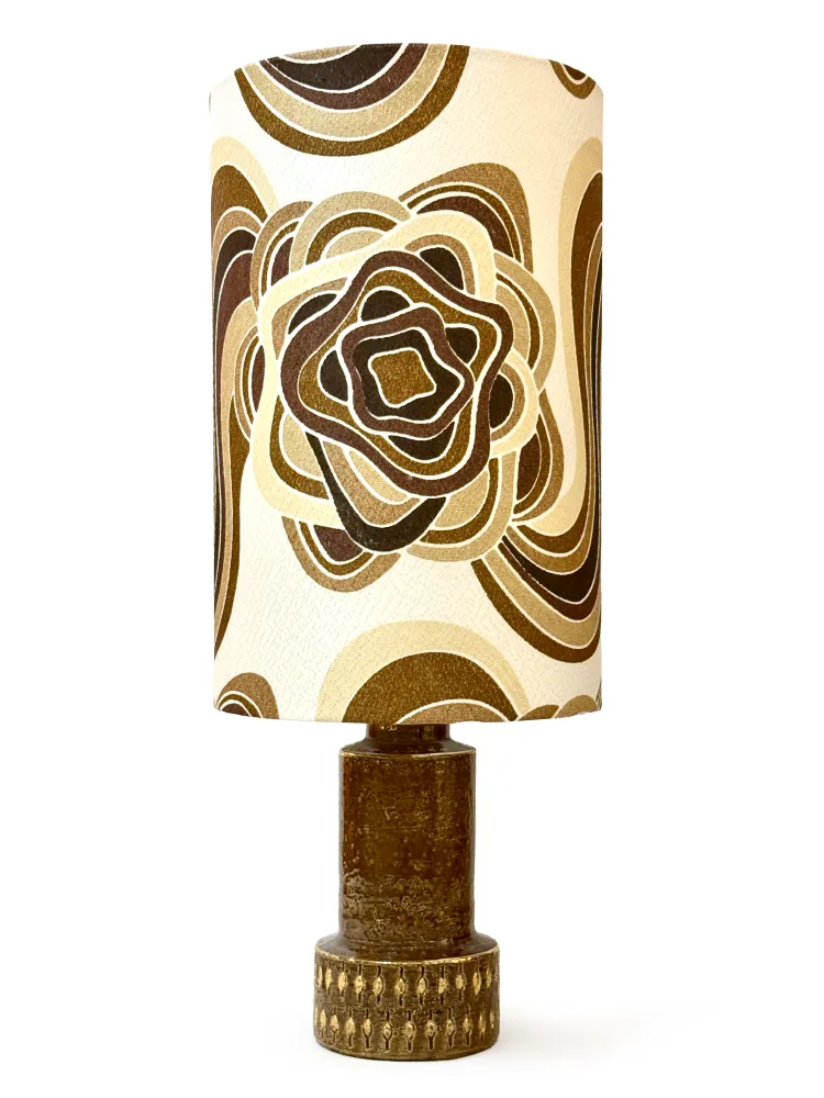 Lampe de table Bitossi (Italie) 61 cm (24 pouces) marron/doré, avec abat-jour fait main *PIÈCE RARE*