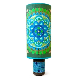 Lampe de table Bitossi (Italie) « Simboli », grand modèle de 57 cm (22,5 pouces), avec abat-jour fait main (tissu vintage)