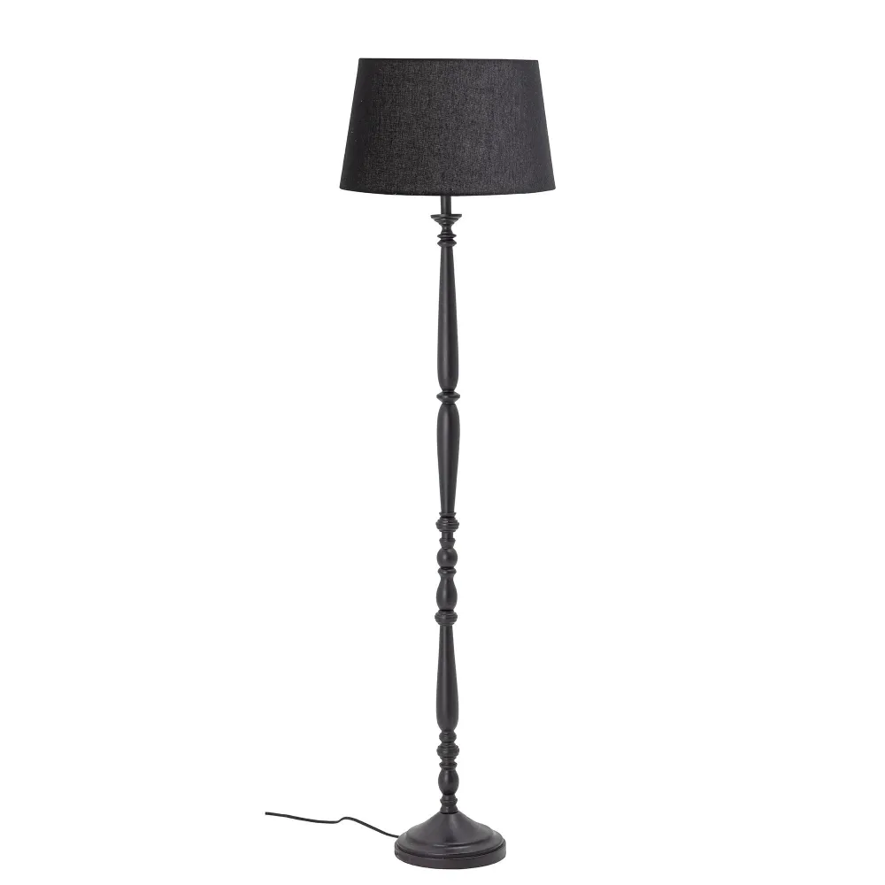 Bloomingville, Lampadaire Callie, Noir, Bois d'hévé