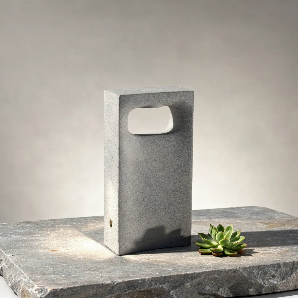 Borne lumineuse LED en béton GLINT-400 8 W, IP54, blanc chaud 3000 K pour jardins