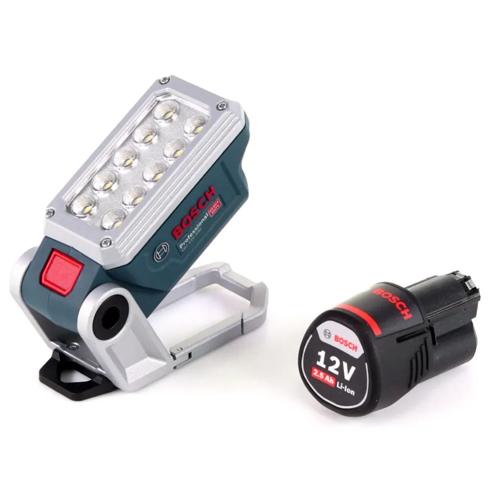Bosch GLI 12V-330 DeciLED Lampe sans fil Professional + 1x Batterie 2,5 Ah - sans Chargeur Bosch Professional