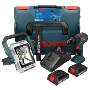 Bosch GSB 18V-55 Professional perceuse à percussion sans fil 18 V 55 Nm sans balais + 2 batteries 2,0 Ah + chargeur + L-Bo...