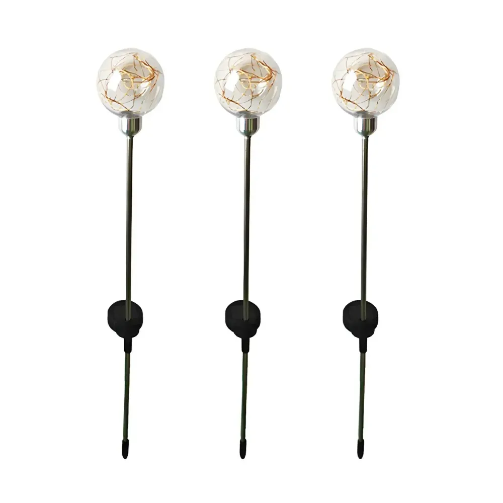 Boule lumineuse LED en fil de cuivre jaune pour la décoration de chemin extérieur