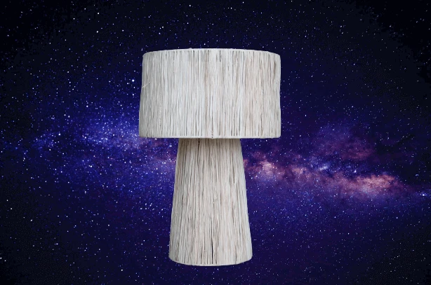 LAMPE de Chevet ou de Salon en RAPHIA - ARTISANAL Fait Main - paille rotin osier BOUTIQUE HULÉTI