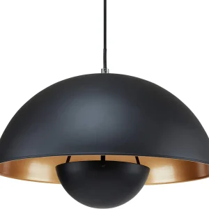 Briloner Leuchten 4380-115 Lustre à suspension style vintage - abat-jour en métal noir & or mat - douille E27 - 60 W max....