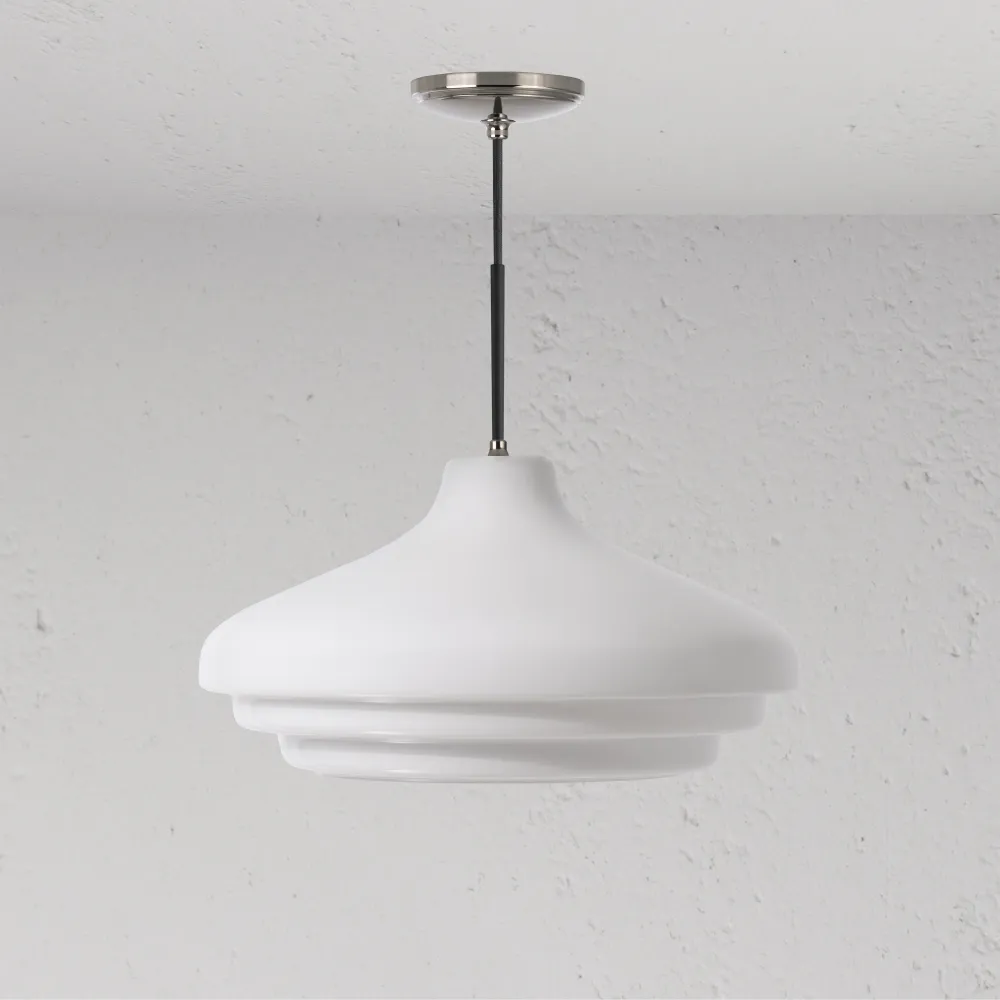 Brookfield Suspension Grand Format en Verre Opalin - Nickel Poli