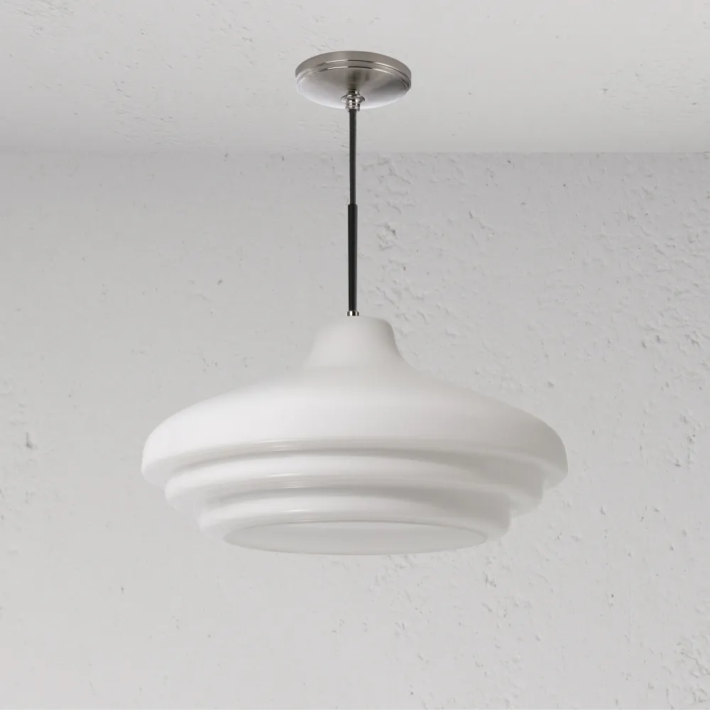 Brookfield Suspension Grand Format en Verre Opalin - Nickel Poli