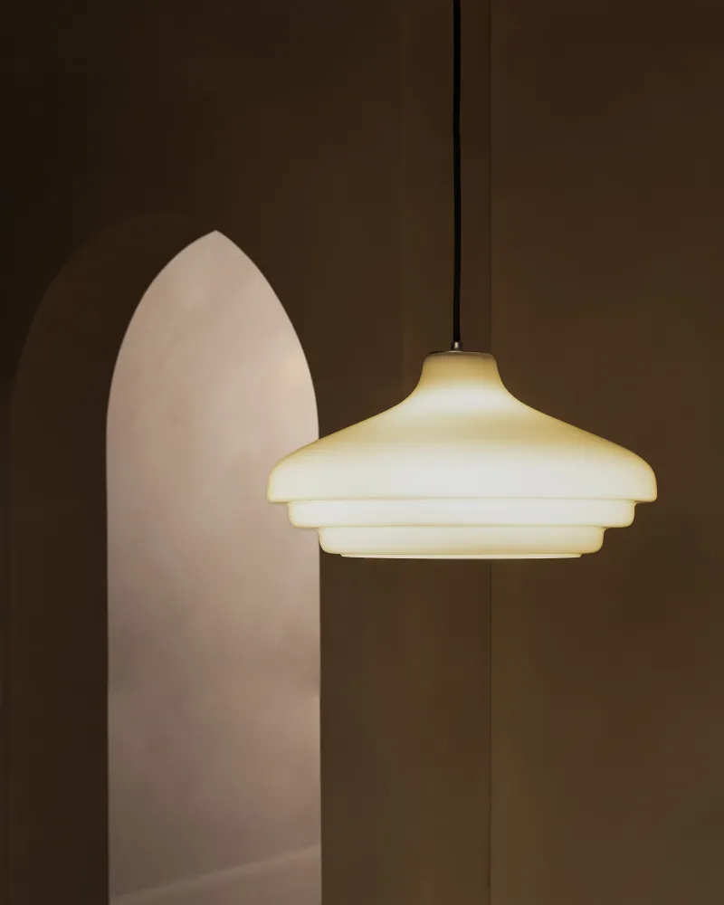 Brookfield Suspension Grand Format en Verre Opalin - Nickel Poli