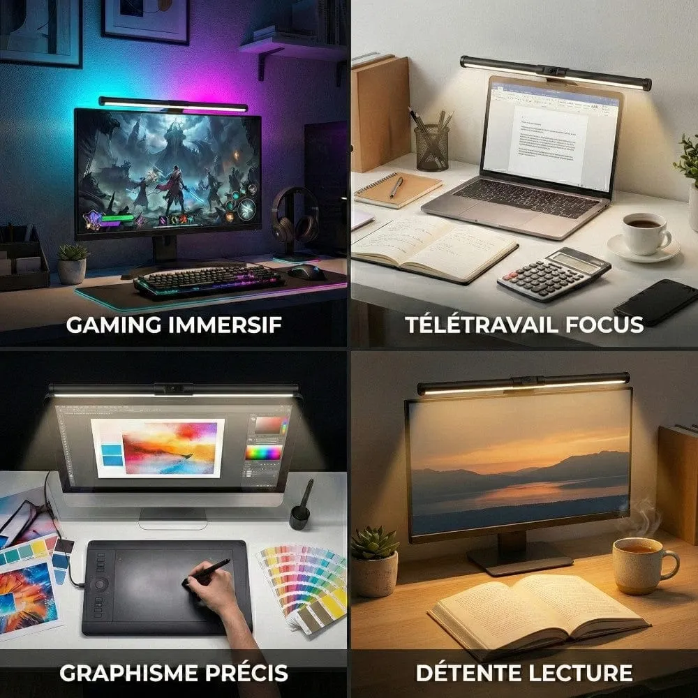 Lampe de Bureau Screenbar CHROMAX 44 cm RGB : Ambiance Immersive - Zéro Reflet Bureau Cosy