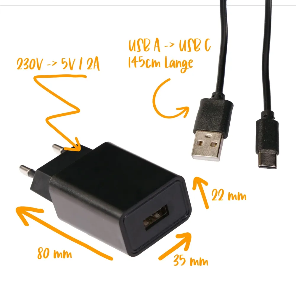 Adaptateur USB-C 5V 2A pour Socles Lumen S, M, L & XL Cadeaux en verre