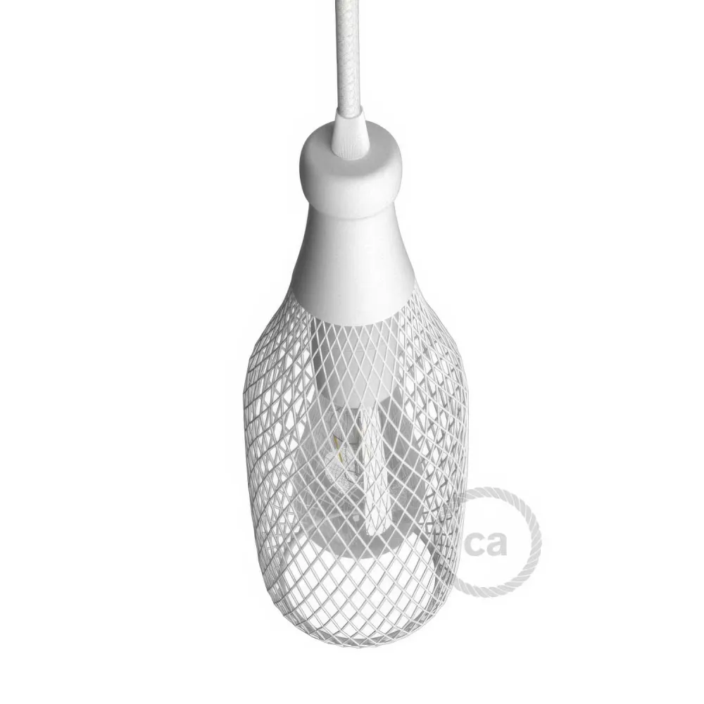 Cage abat-jour bouteille Magnum en métal - Blanc