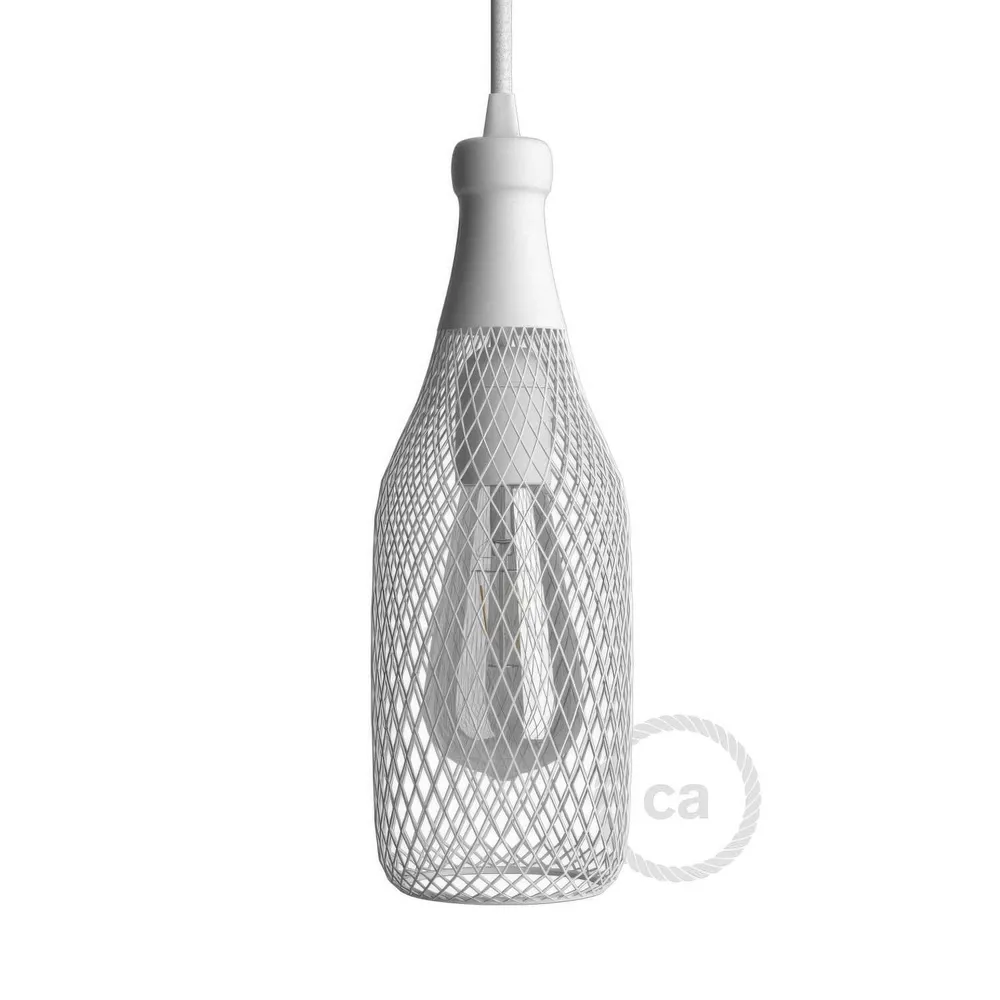 Cage abat-jour bouteille Magnum en métal - Blanc