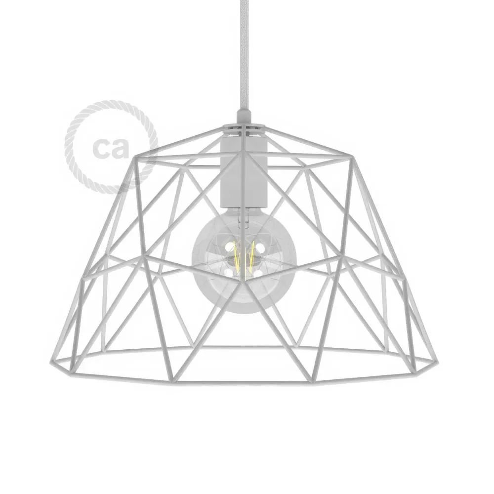 Cage XL abat-jour Dome en métal avec douille E27 - Blanc