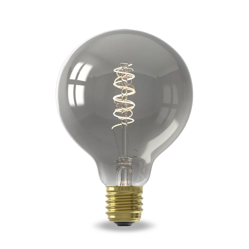 Calex Ampoule LED à filament spiralé - E27 - G95 - Titane