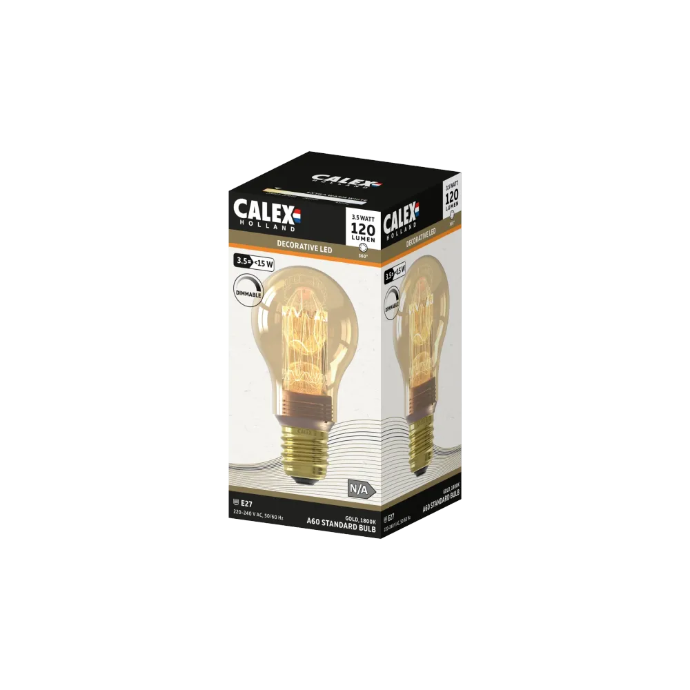 Calex Ampoule LED Série Crown UK - E27 - A60 - Doré