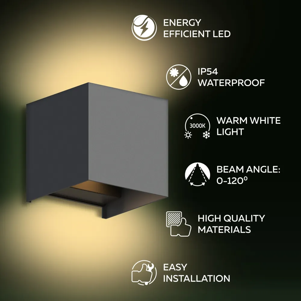 Calex Applique Murale LED Bari - Up & Down - Anthracite