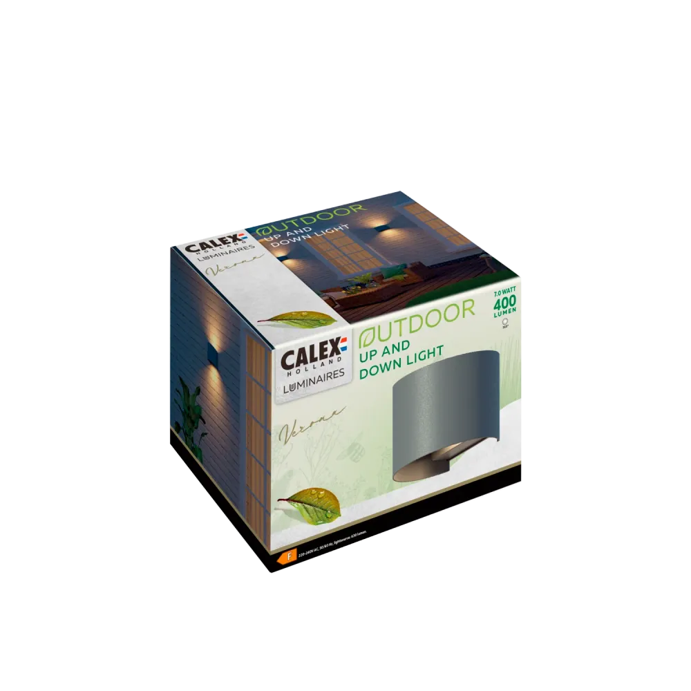Calex Applique Murale LED Vérone Ovale - Up & Down - Anthracite