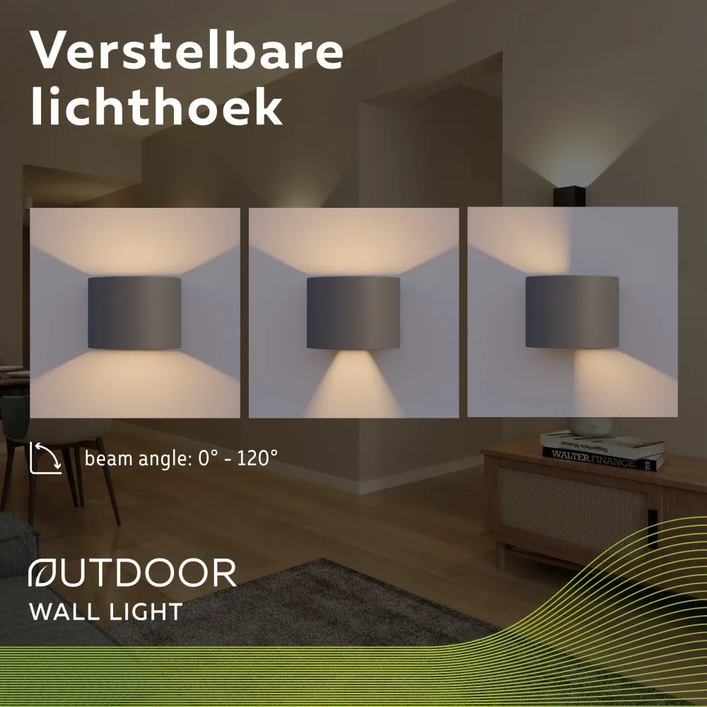 Calex Applique Murale LED Vérone Ovale - Up & Down - Anthracite