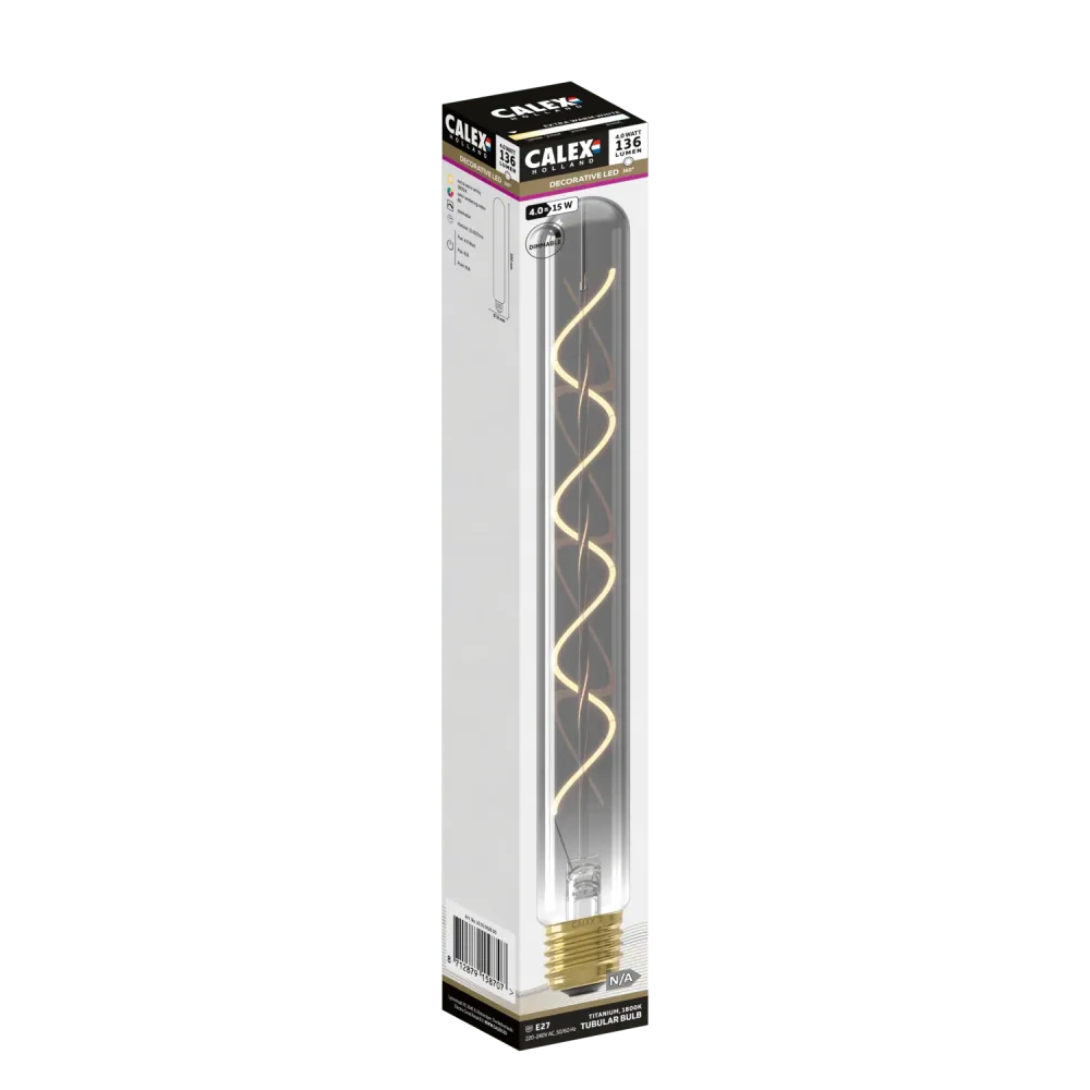 Calex Lampe LED à filament Flex - E27 - T32 - Titane