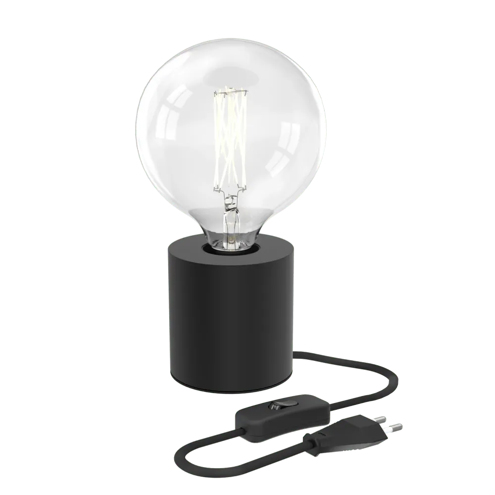Calex Lampe de Table Ronde - E27 - Noir