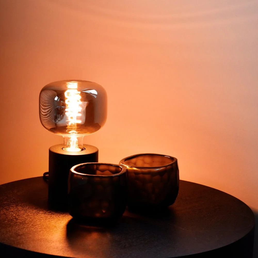 Calex Lampe de Table Ronde - E27 - Noir