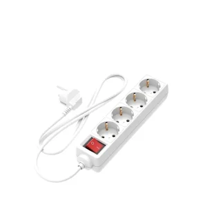 Calex Receptacle - 4-way - Switch - White - 1.4m cable