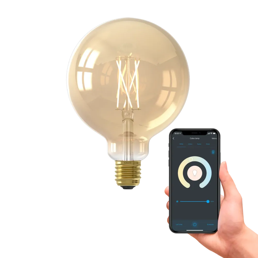 Calex Smart Ampoule LED - E27 - Filament - G125 - CCT - Doré