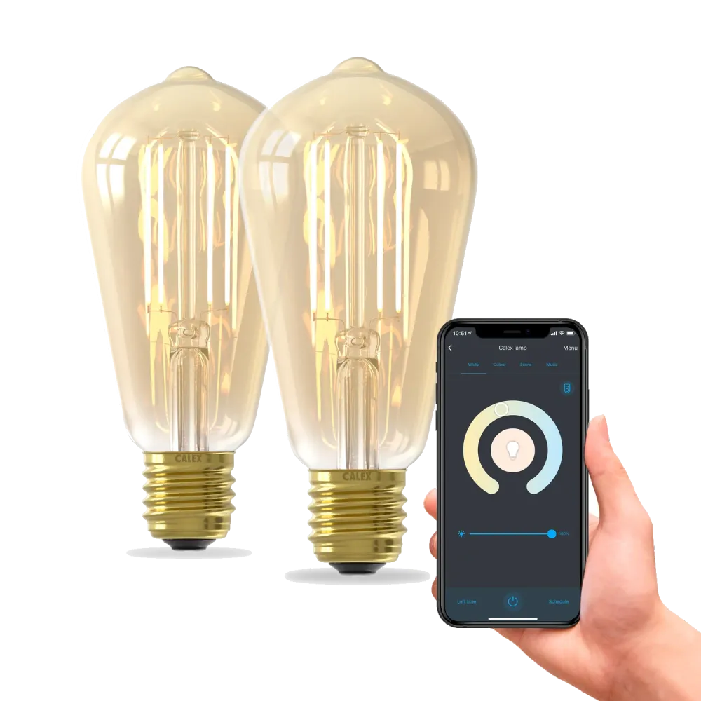 Calex Smart Ampoule LED - Lot de 2 - E27 - ST64 - CCT - Doré