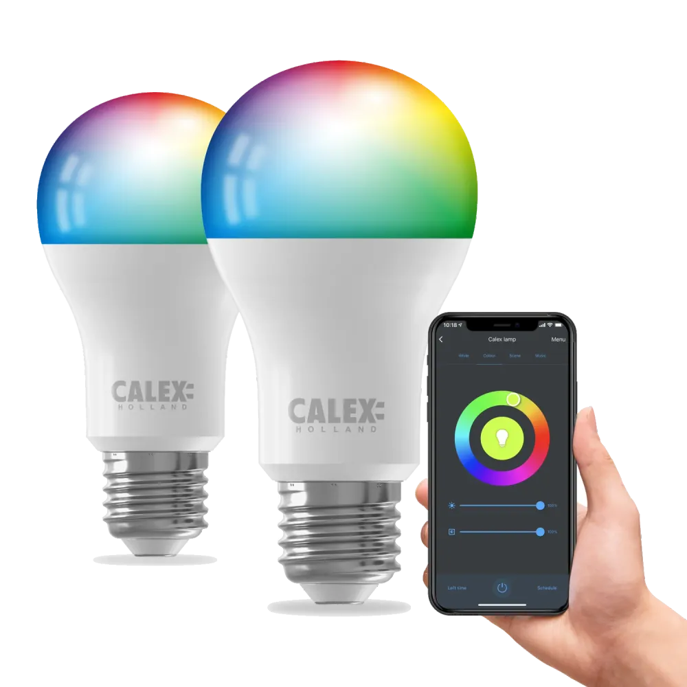 Calex Smart Ampoule LED - Lot de 2 - E27 - A60 - RGB + CCT