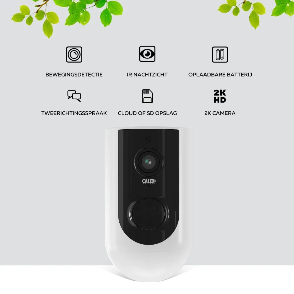 Calex Smart Caméra Extérieure - 2K - Sans fil - Blanc