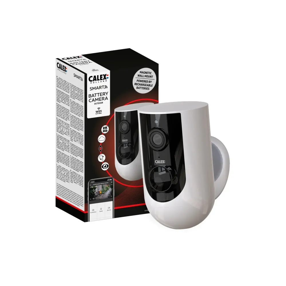 Calex Smart Caméra Extérieure - 2K - Sans fil - Blanc