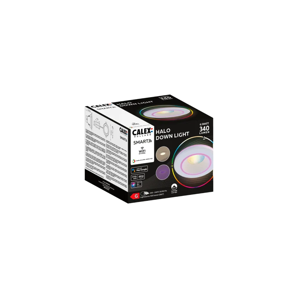 Calex Smart - Halo Downlight - White/White - 6.5W - IP44 - UK