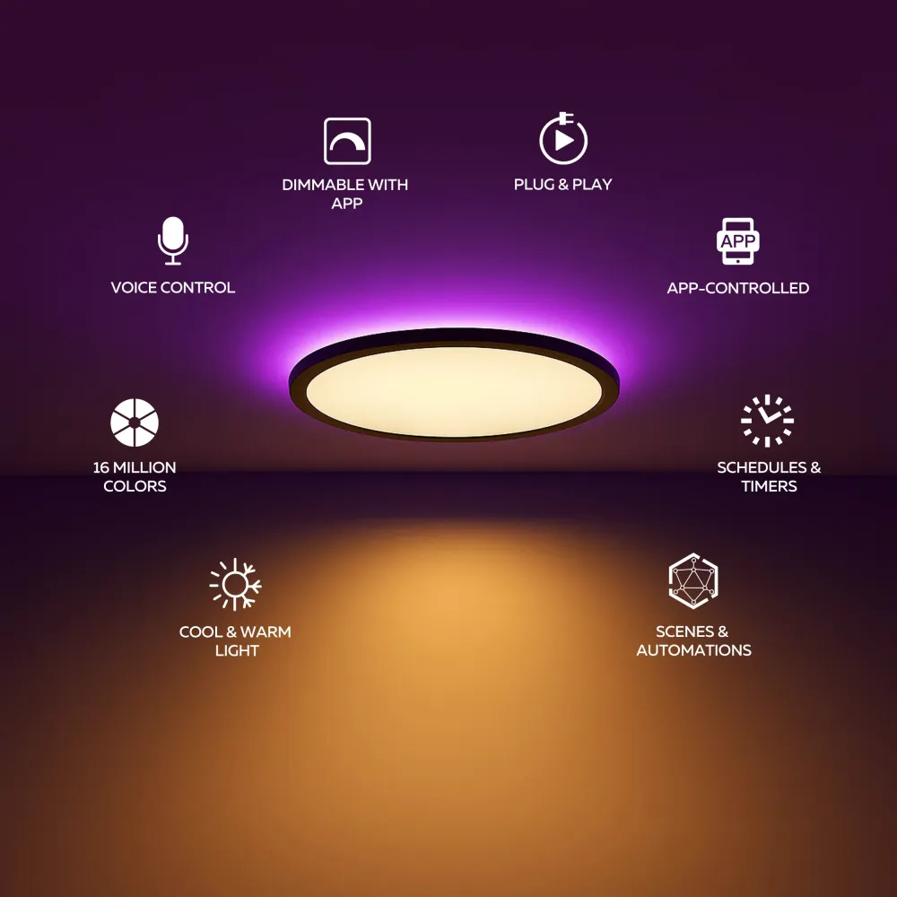 Calex Smart Plafonnier Halo - 30cm - RGB + CCT - Noir